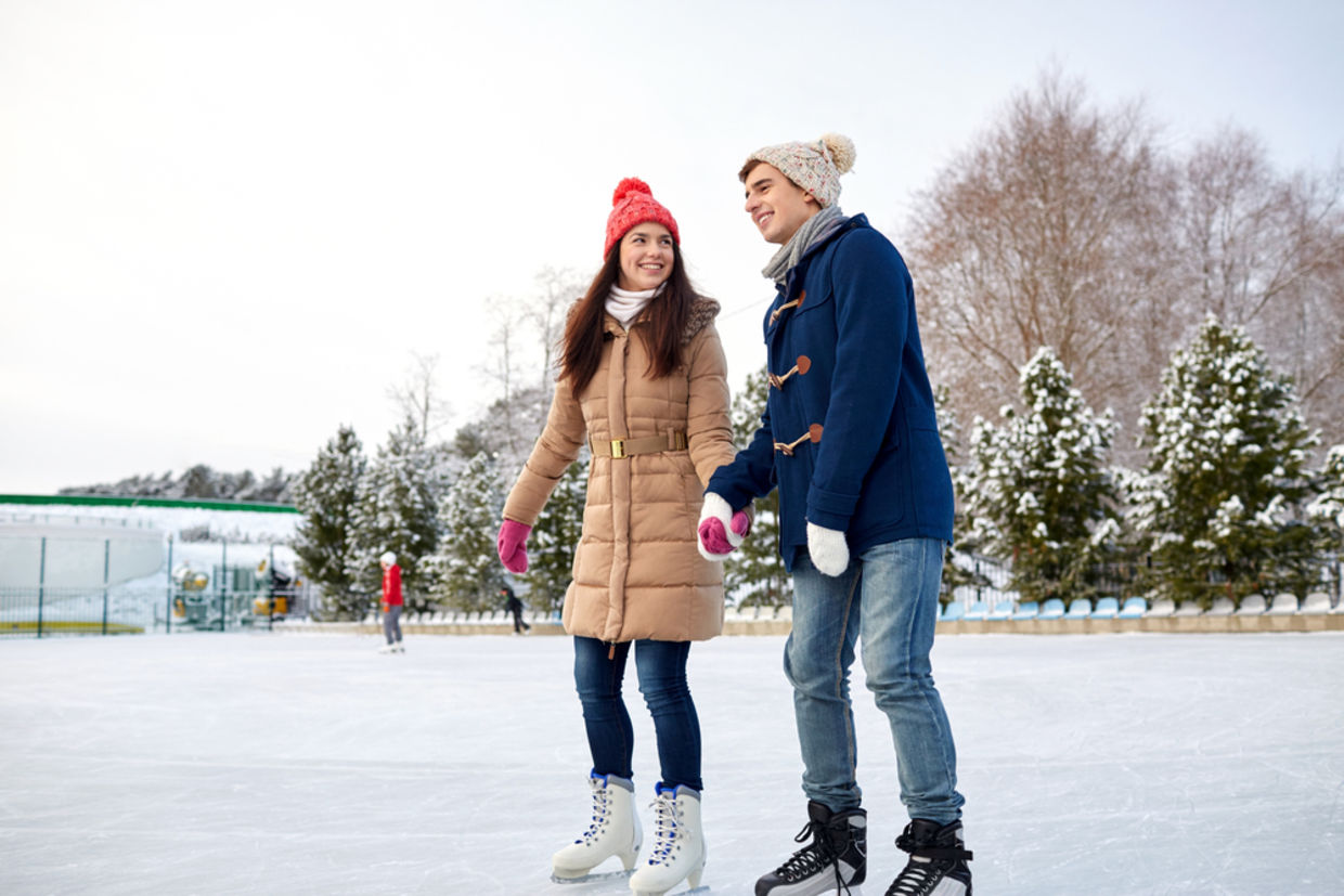 Couple ice skating