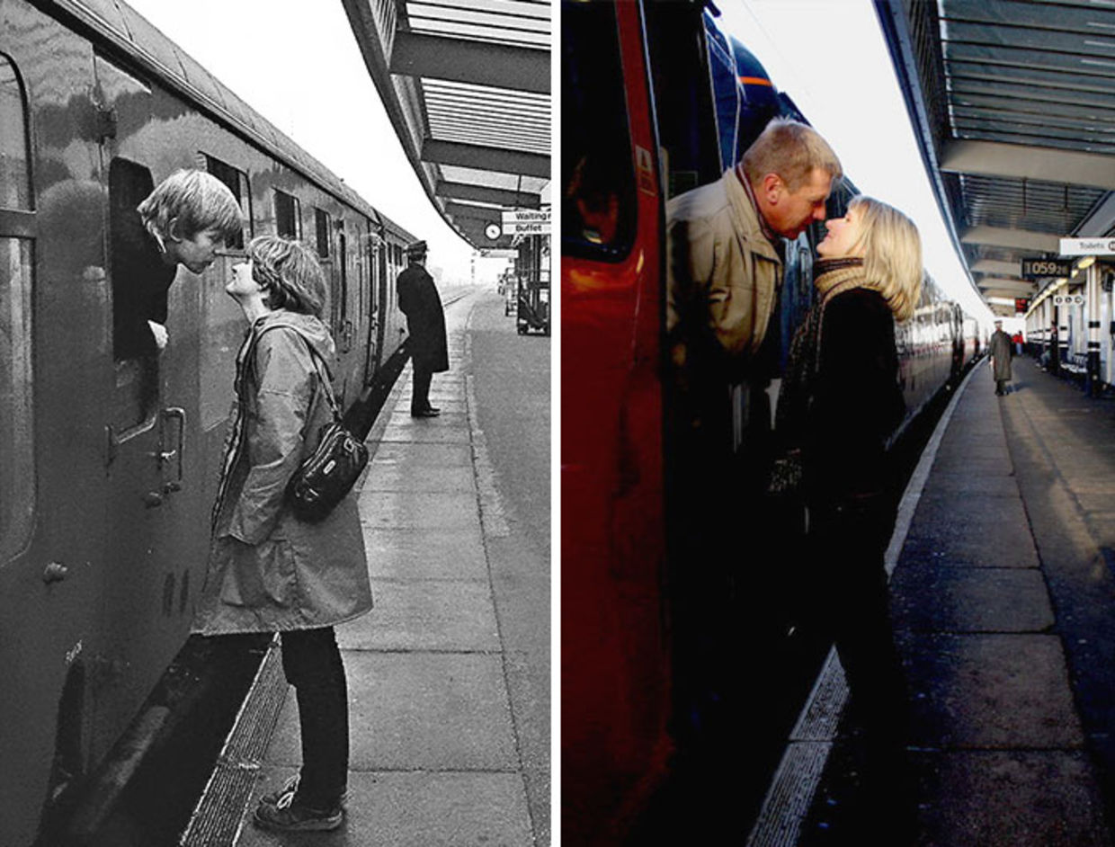 Tony Wilmot and his girlfriend Sally had no idea they were being photographed as they said goodbye in 1980. (Chris Porsz)
