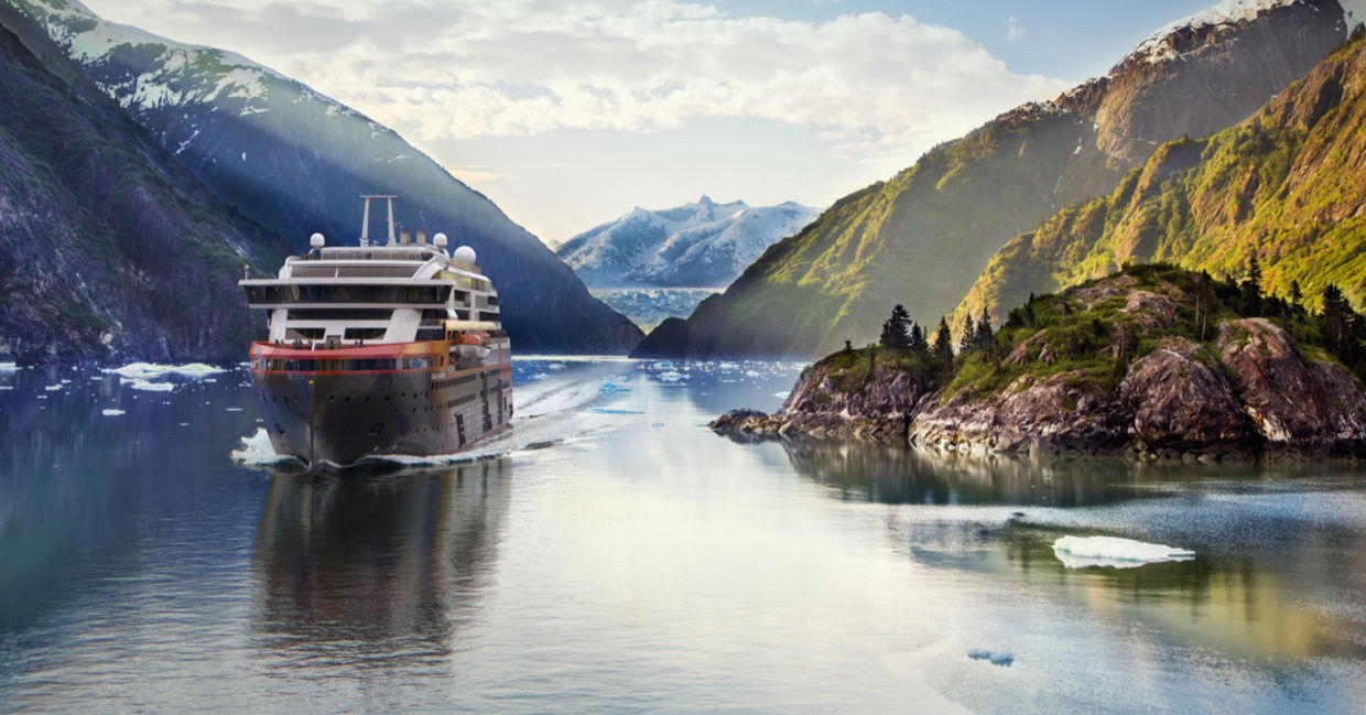 MS Roald Amundsen in Tracy Arm Fjord
