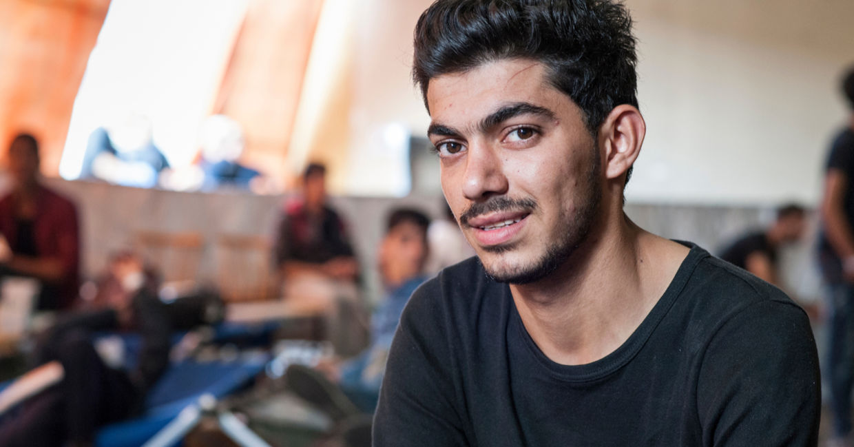 Young Syrian refugee at a camp in Passau, Germany
