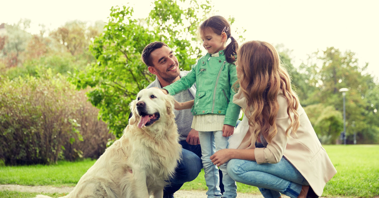 Man and woman with dog