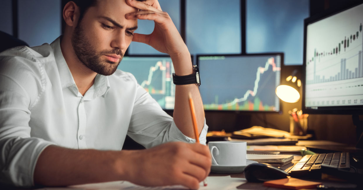Man concentrating on work