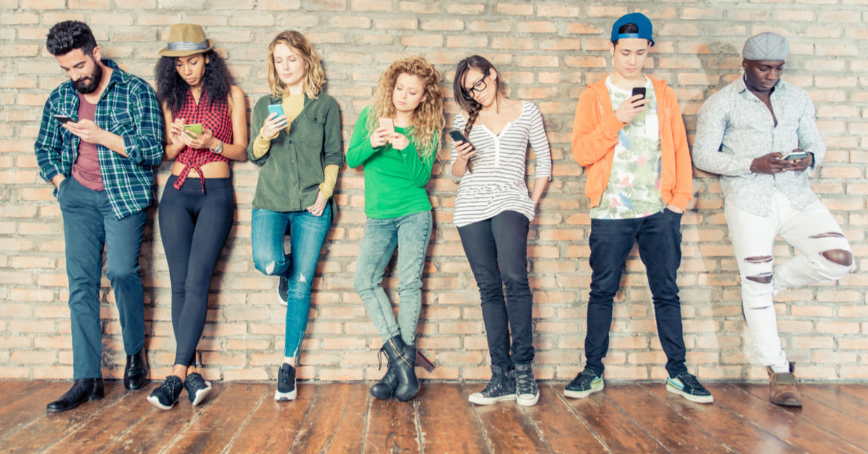 People connecting with their phones