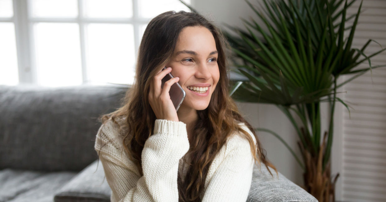 Woman makes phone call