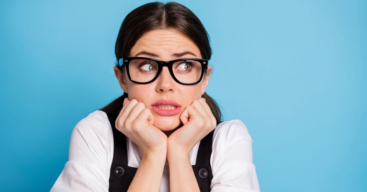 A woman looking worried.