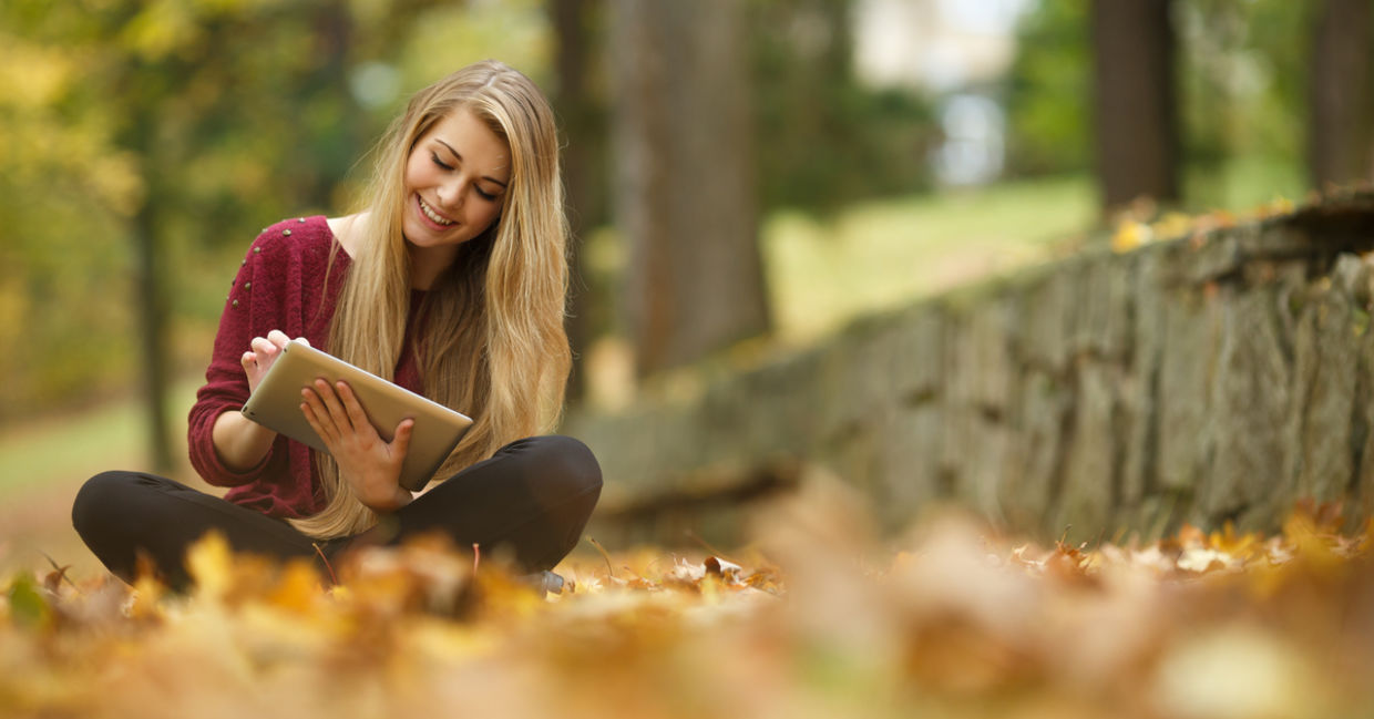 Using a tablet outdoors