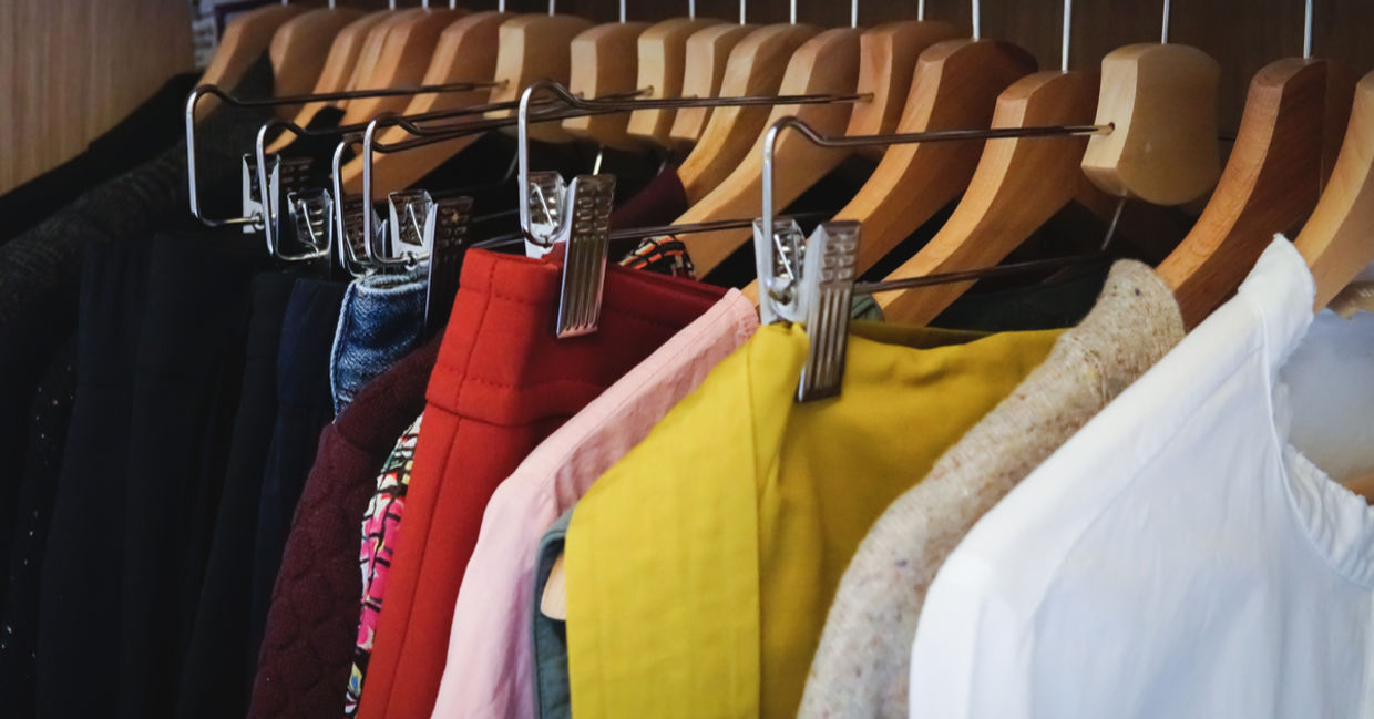 Woman organizing her closet