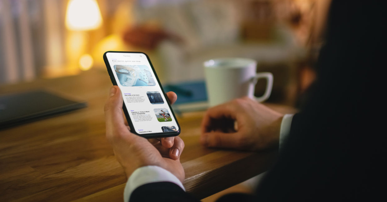 A man uses his smartphone