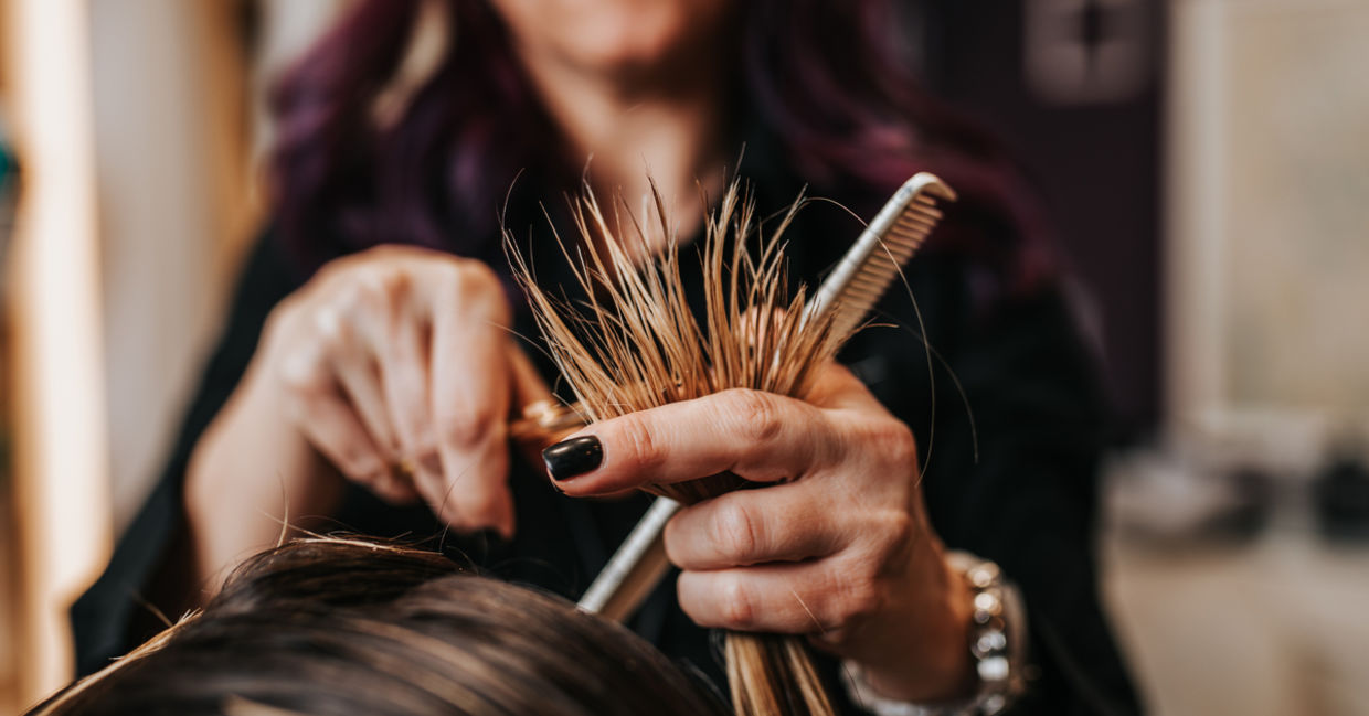 Woman gets a haircut