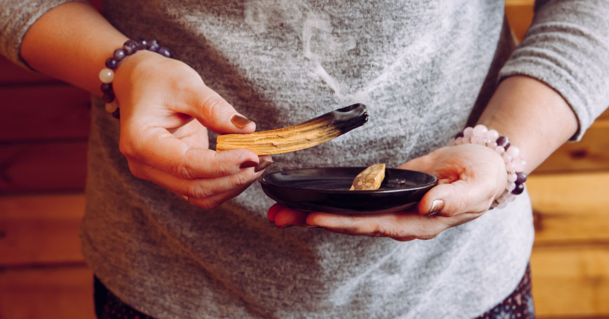 Burning palo santa helps promote the third-eye chakra.