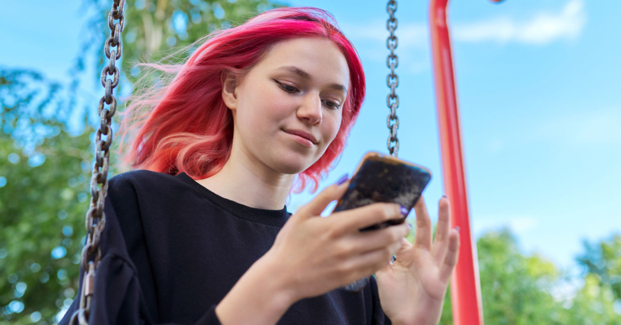 Teenage girl with her own unique style.