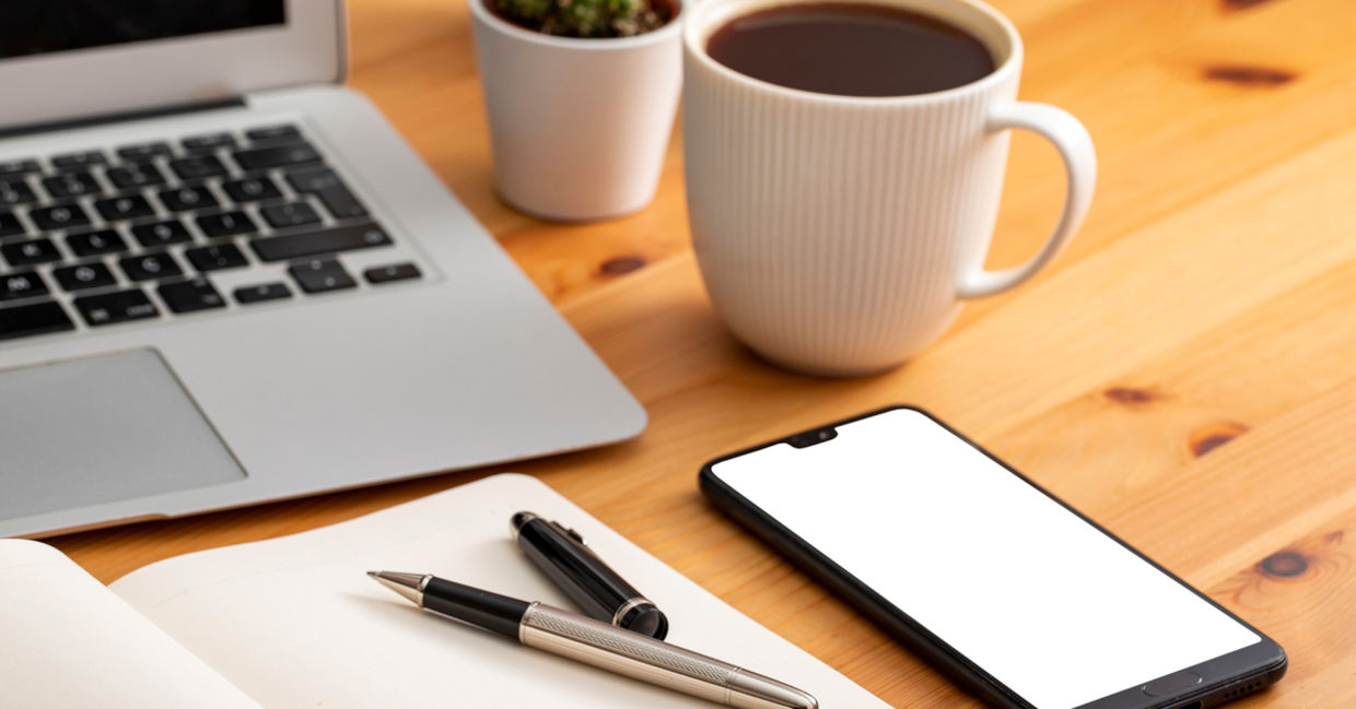 Laptop well positioned on desk