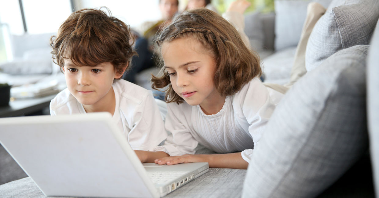Kids playing 'a computer game.