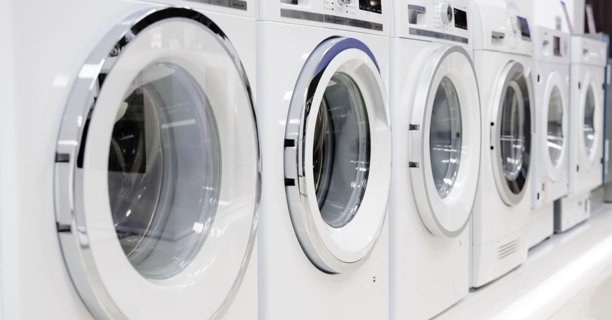 Washing machines clean with cold water.