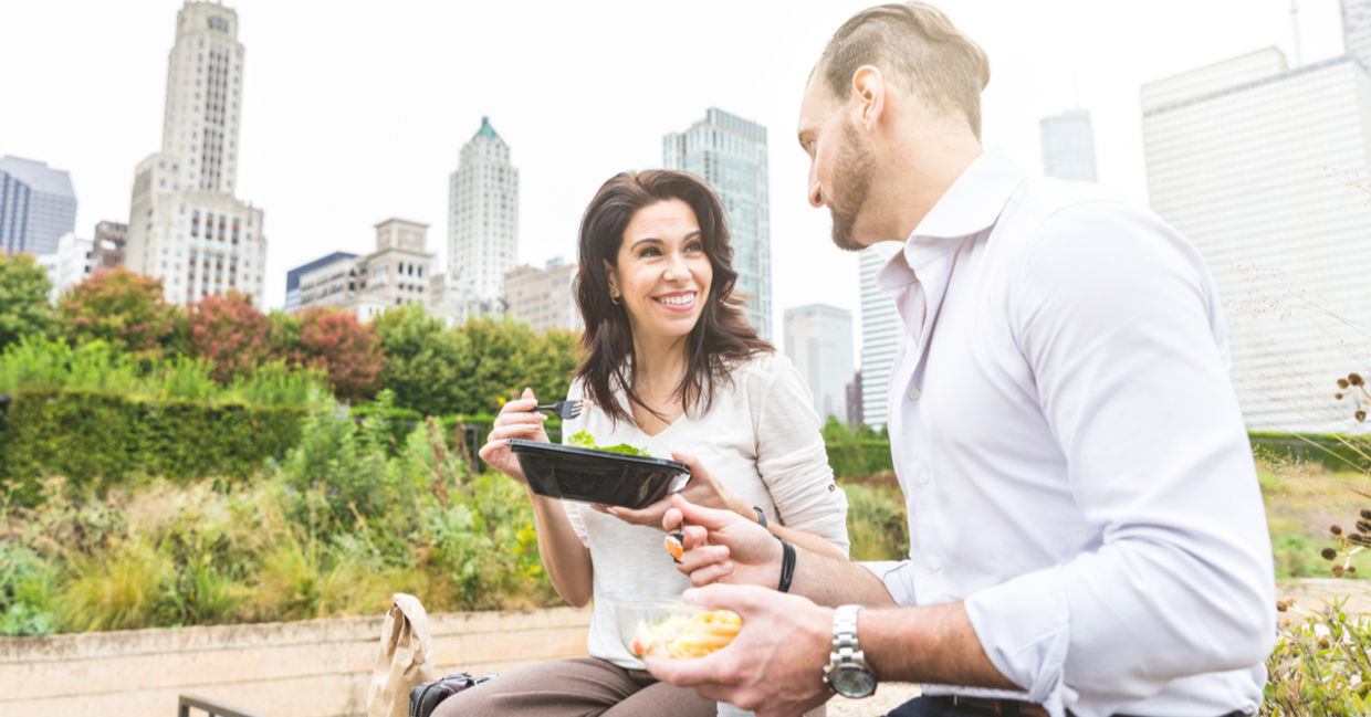 Eat lunch with colleagues.