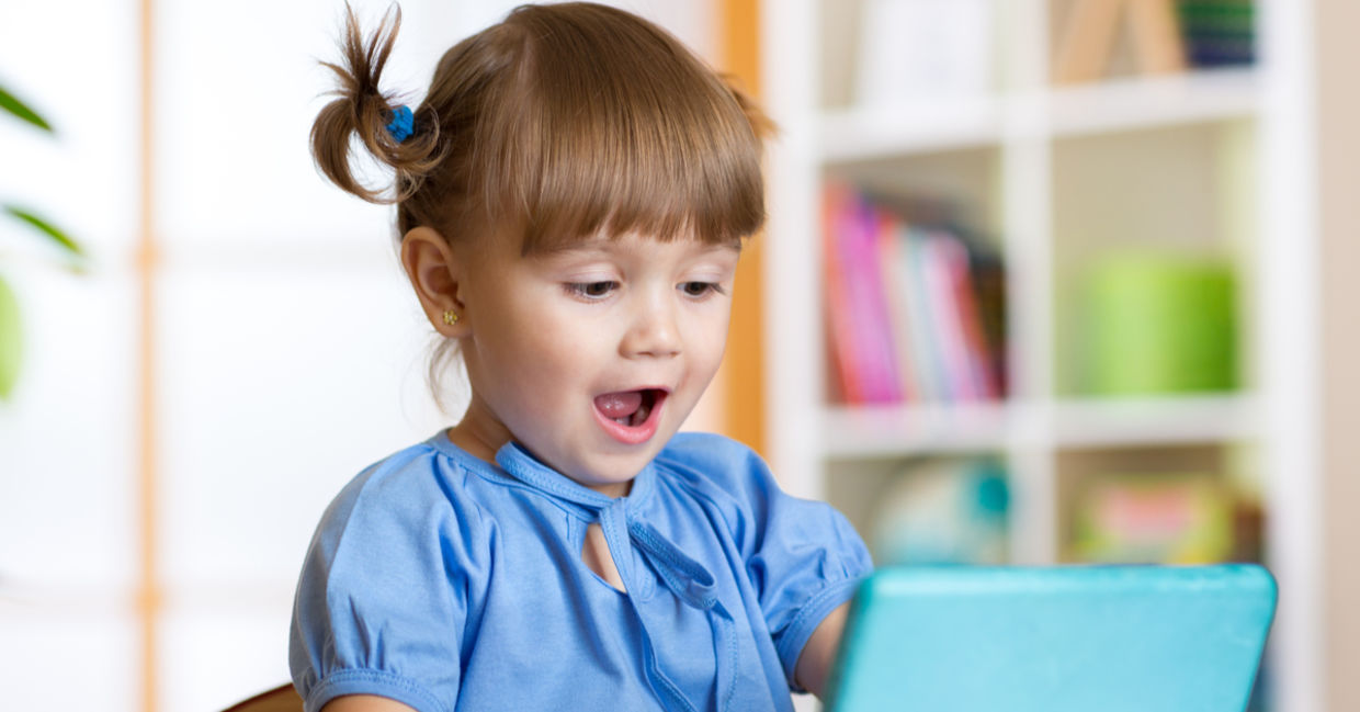 Kid using an educational app.