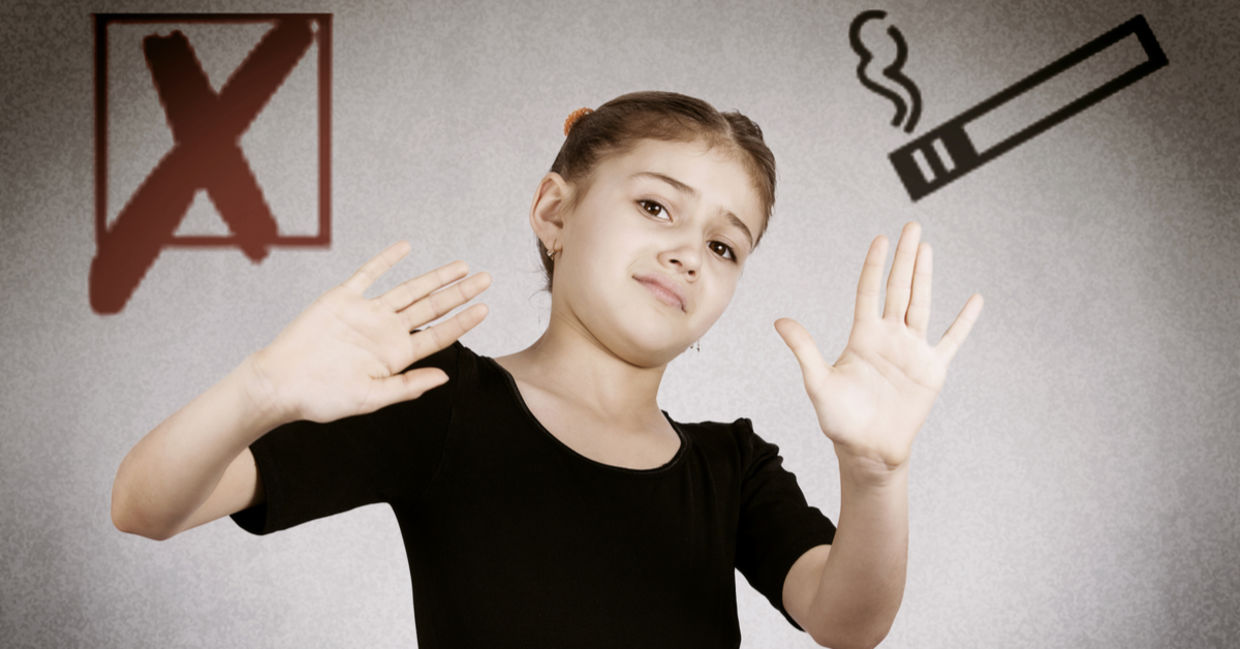 Teen saying no to smoking.