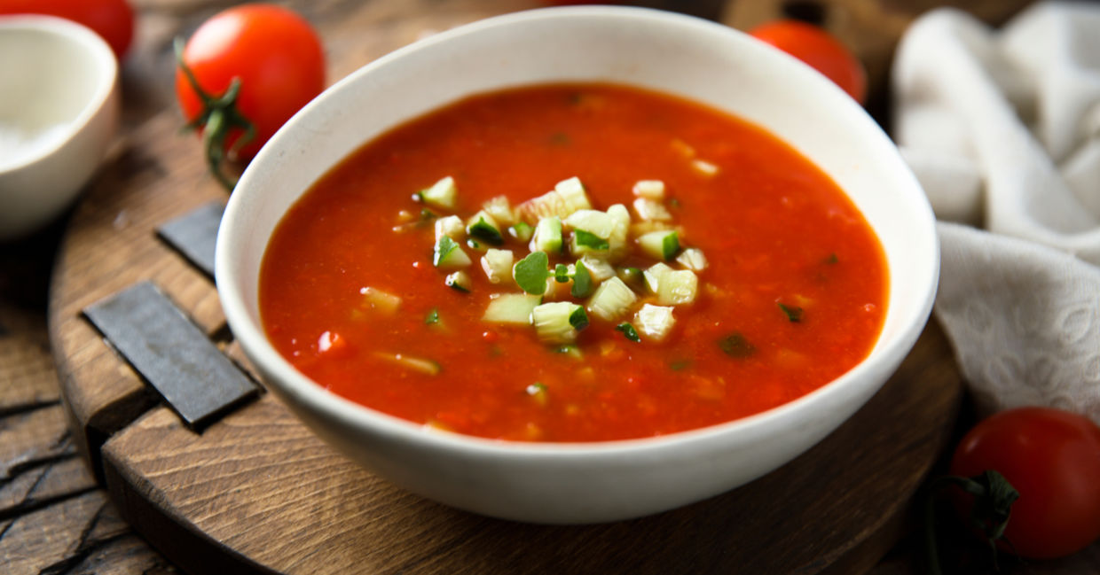Healthy gazpacho hits the spot.