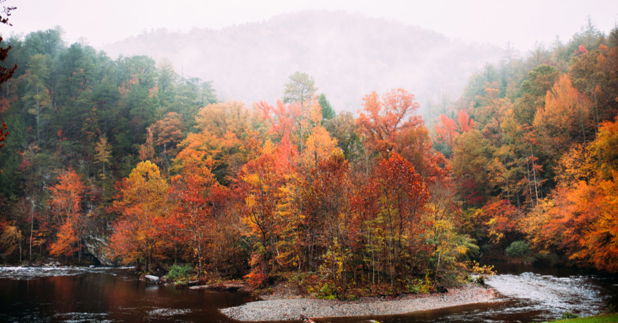 Great Smoky Mountains National Park at sunlight