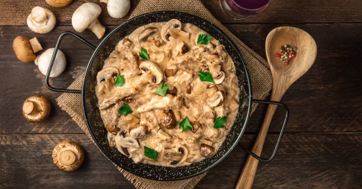 Make beef stroganoff with healthy cremini mushrooms.
