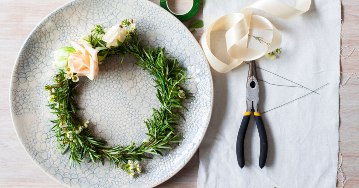 Decorative rosemary wreath.