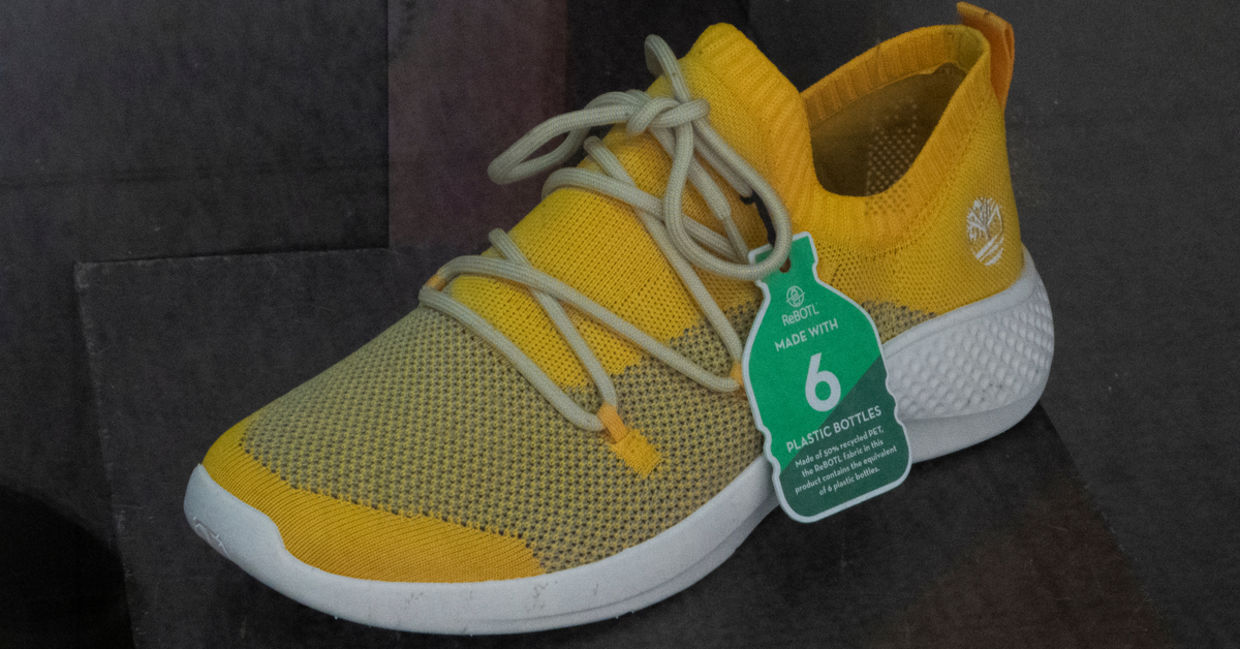 these shoes are made from six plastic bottles.