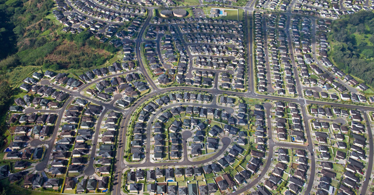 Ariel view of neighborhood.