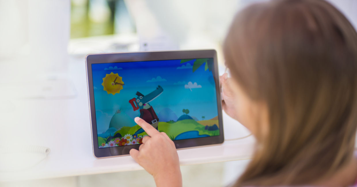 Girl playing a computer game.