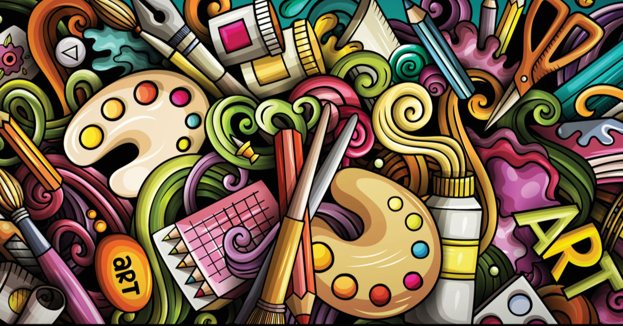 Various art supplies.