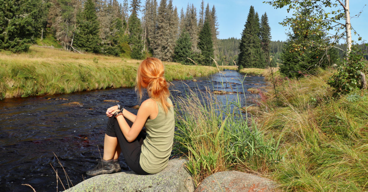 Listening to a babbling brook while you meditate.