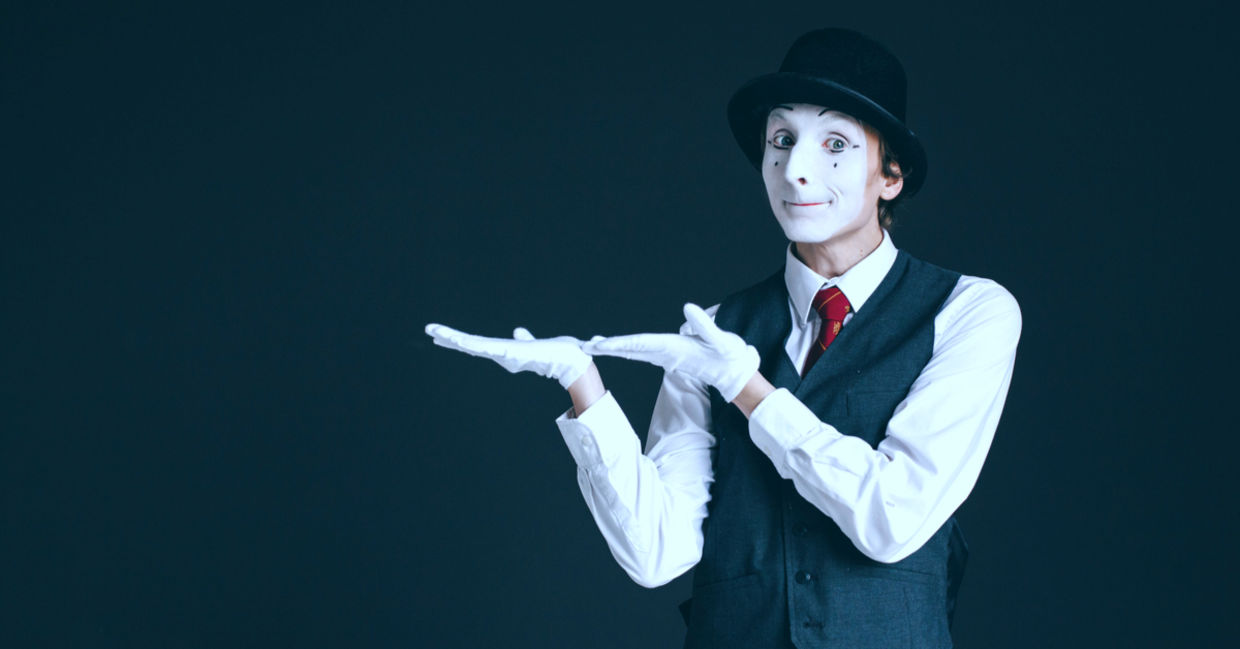 Mime artist performing