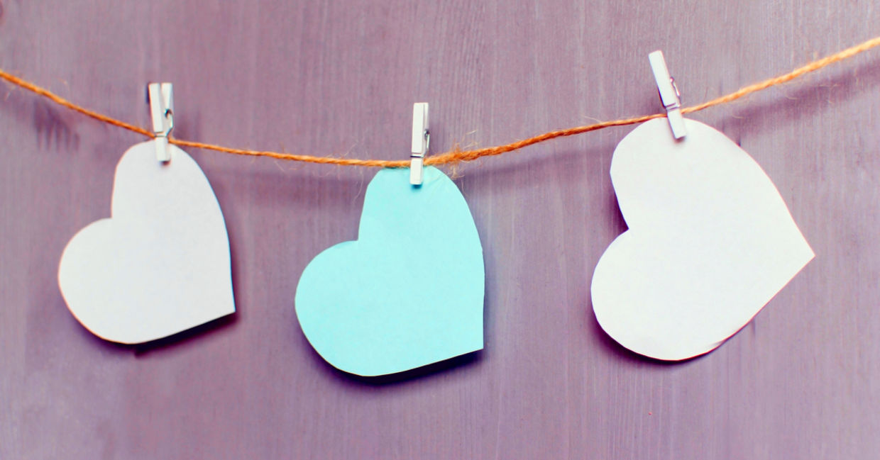 Paper hearts signifying kindness in the community