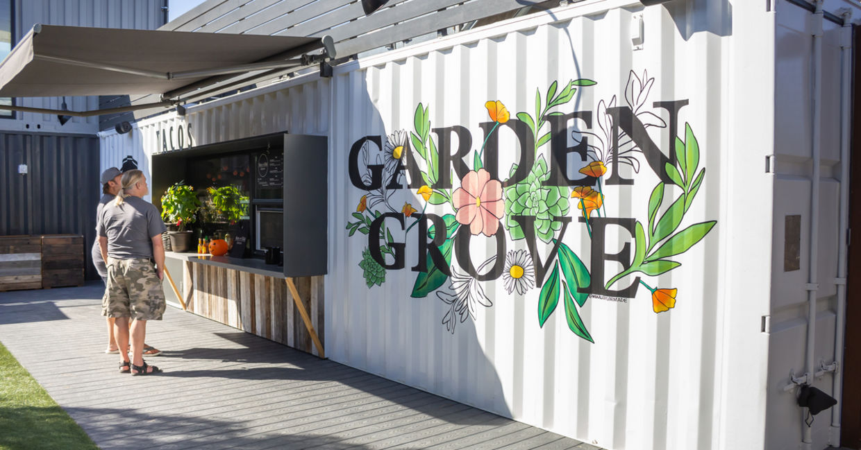 Shipping containers are being used as stores.