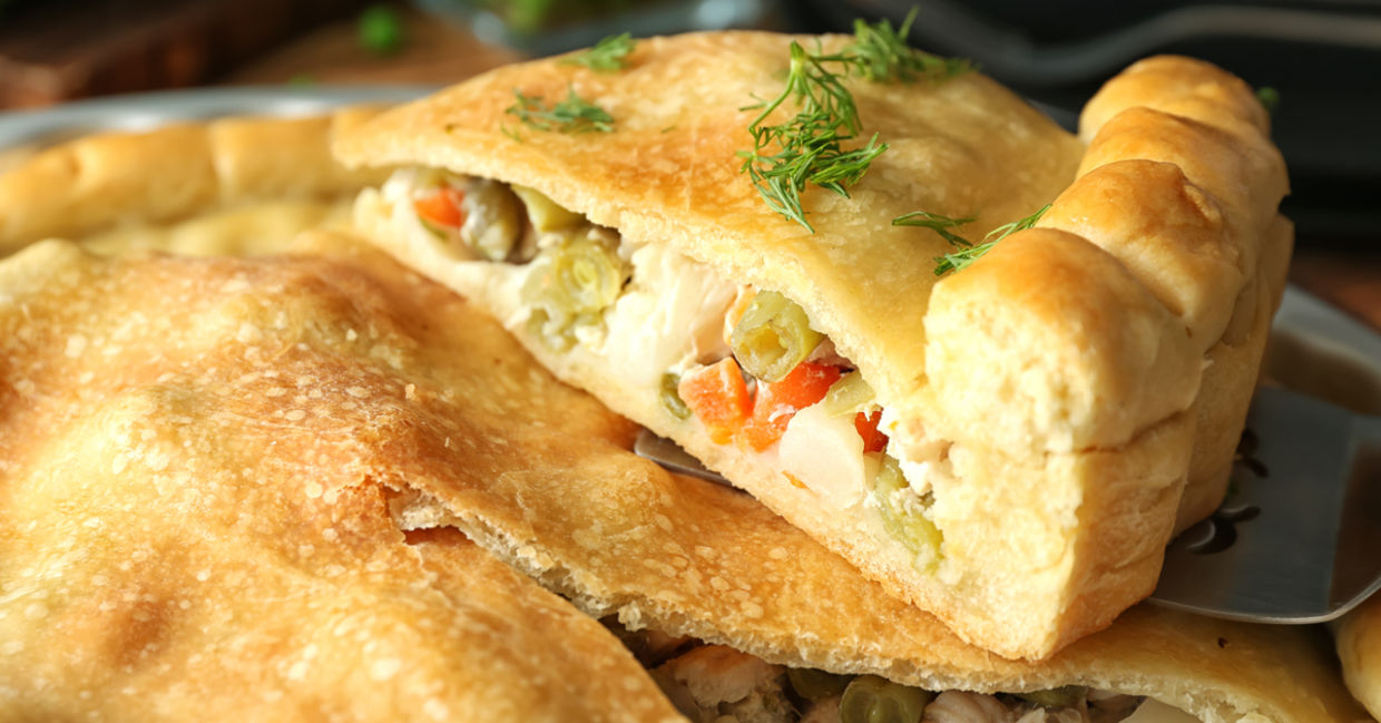 Turkey pot pie fresh out of the oven.