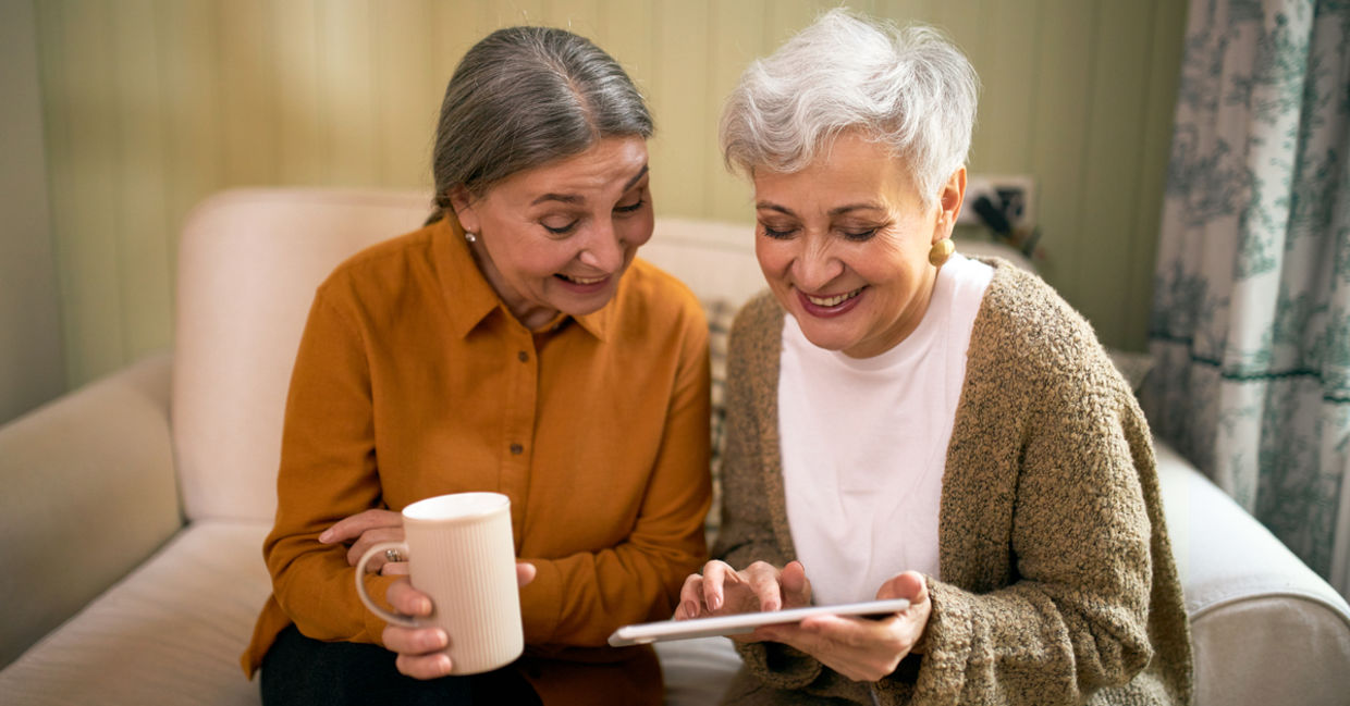 Two long-time senior friends