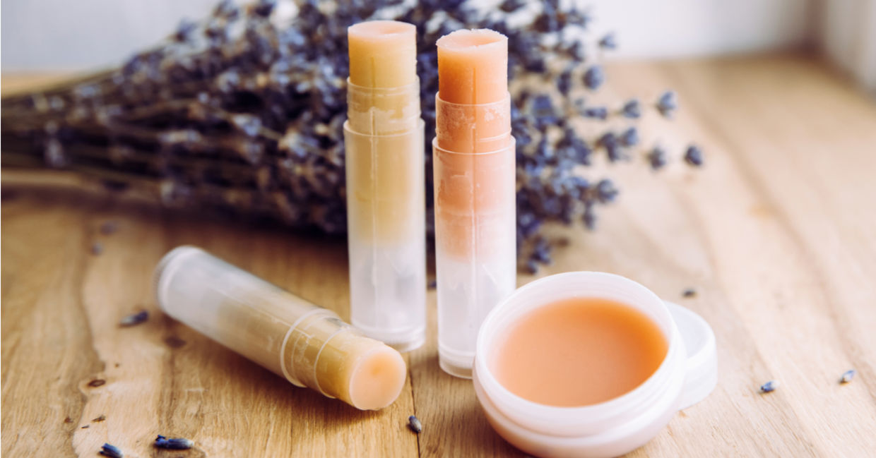 A natural, organic lip balm containing vitamin E is moisturizing and hydrating.