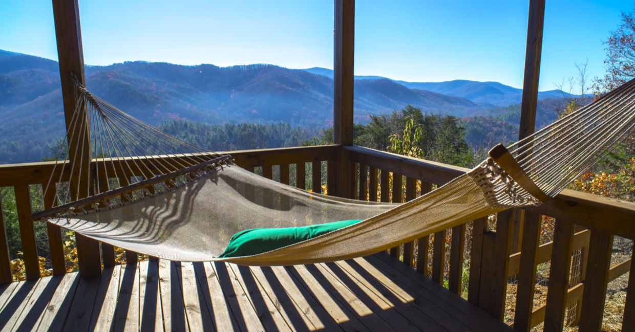 Hammock on cabin terrace