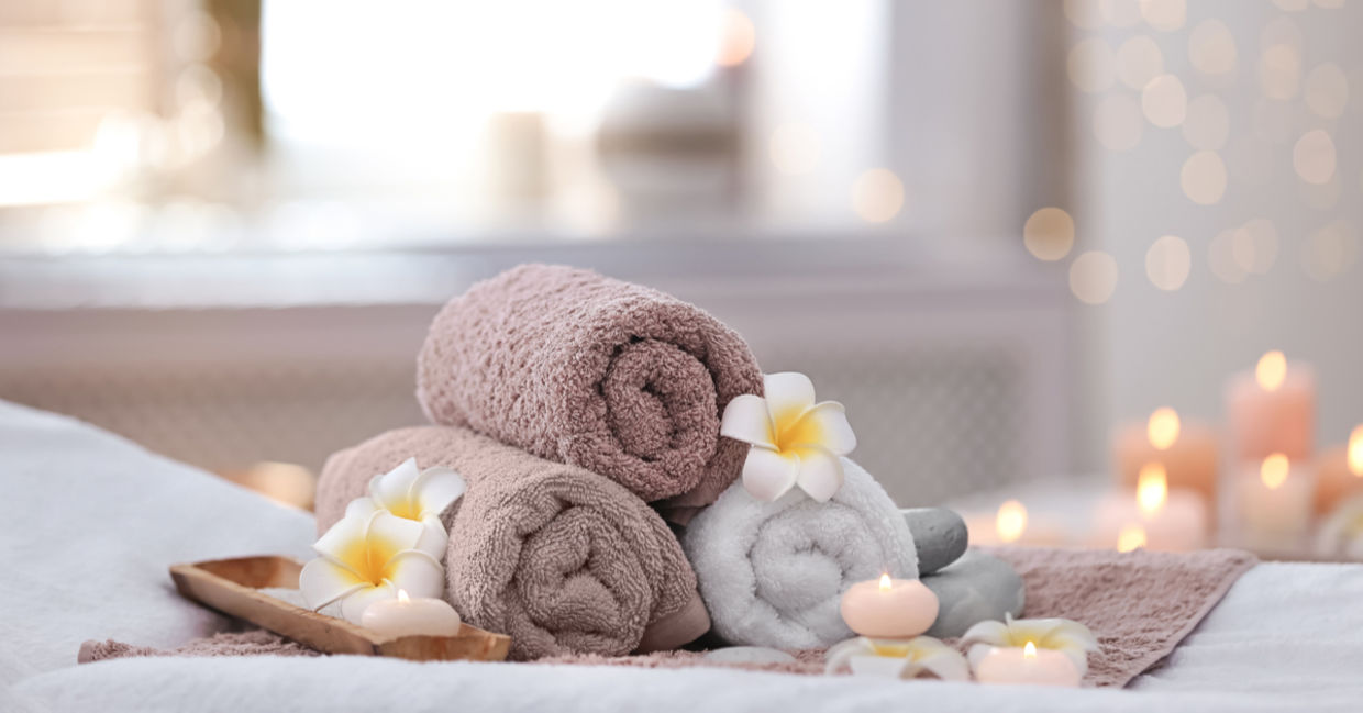 Massage table at spa wellness center