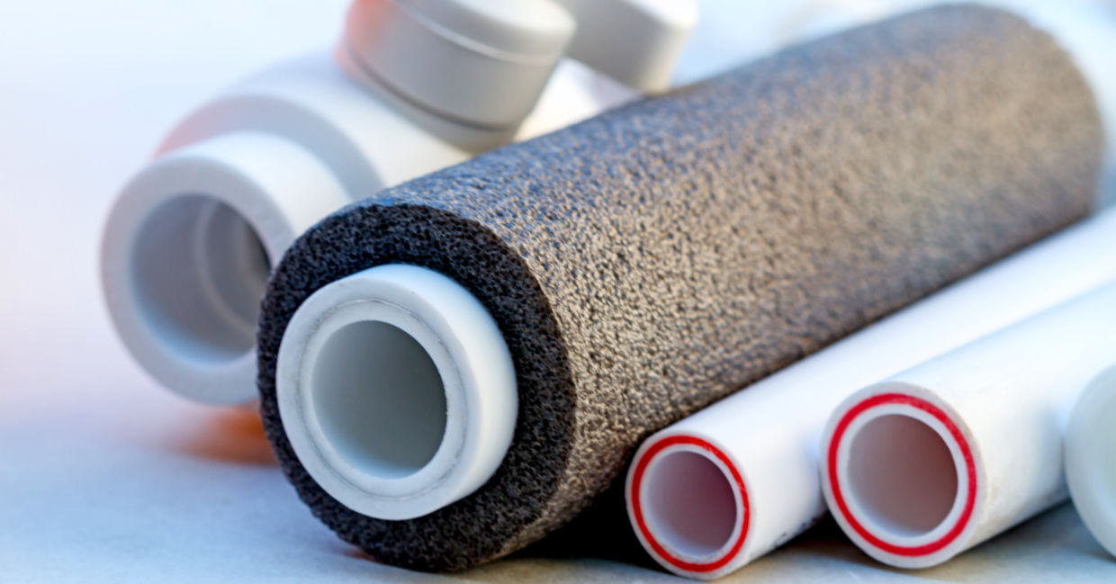 A pipe in insulation made from foam polyethylene