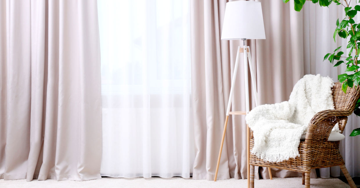 Contemporary home interior with cozy curtains