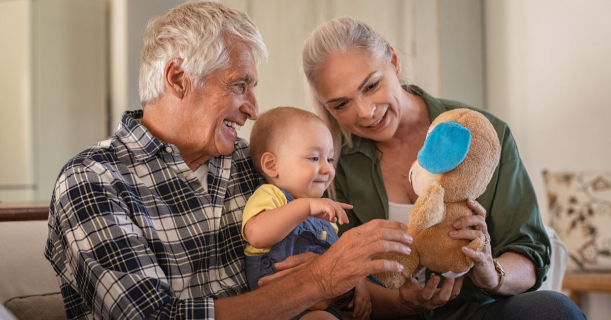 Grandparents taking care of their grandbaby.