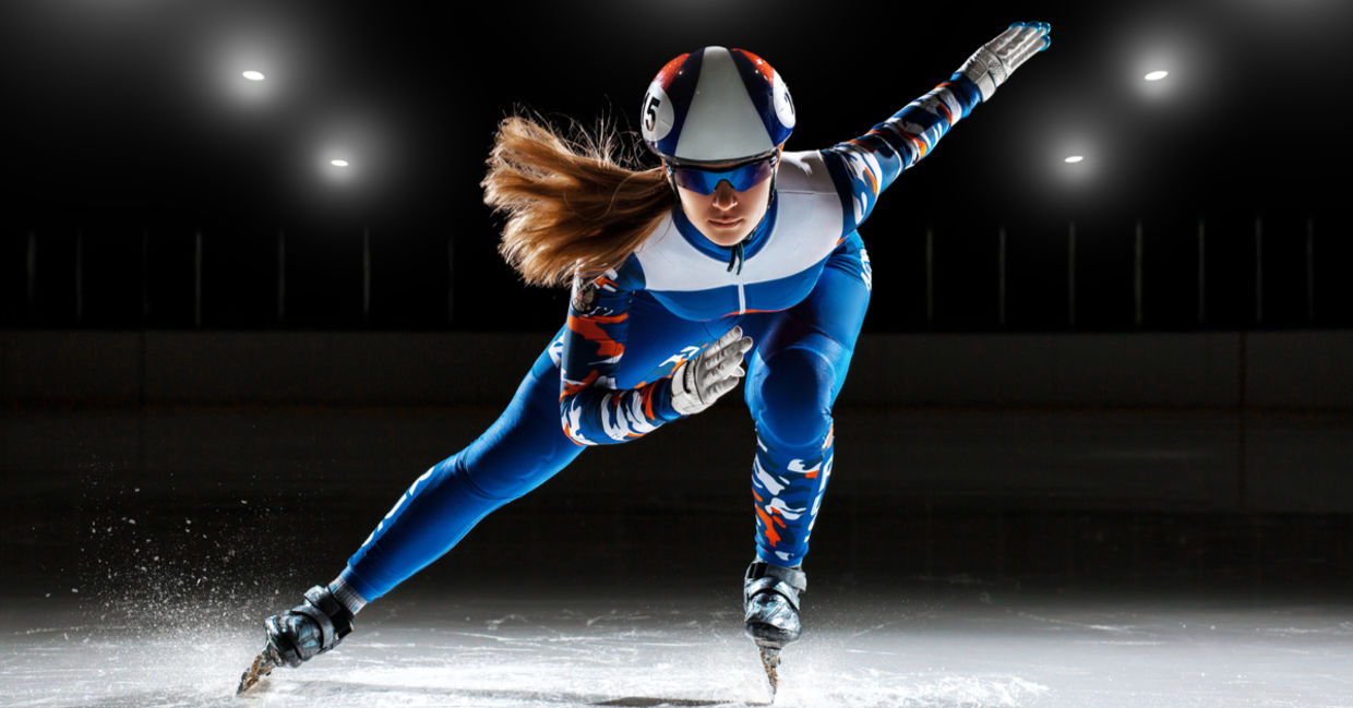 Competing in the winter Olympics.