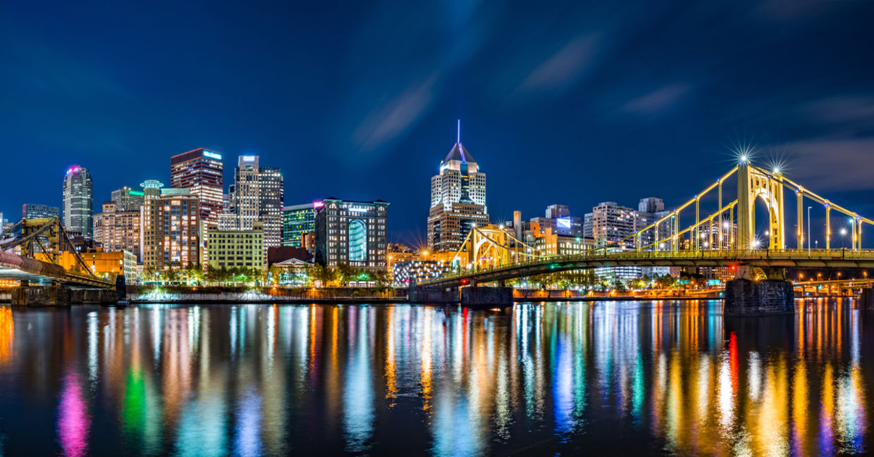 Pittsburgh skyline at night.