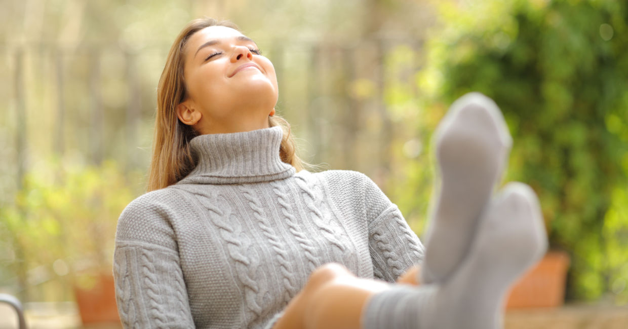 Happy and relaxed woman.