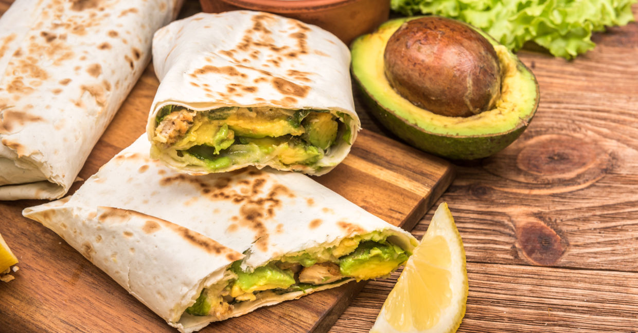 Healthy avocado wrap.