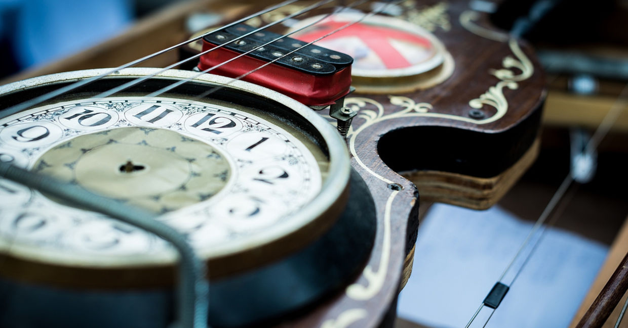 Violin made from recycled trash..