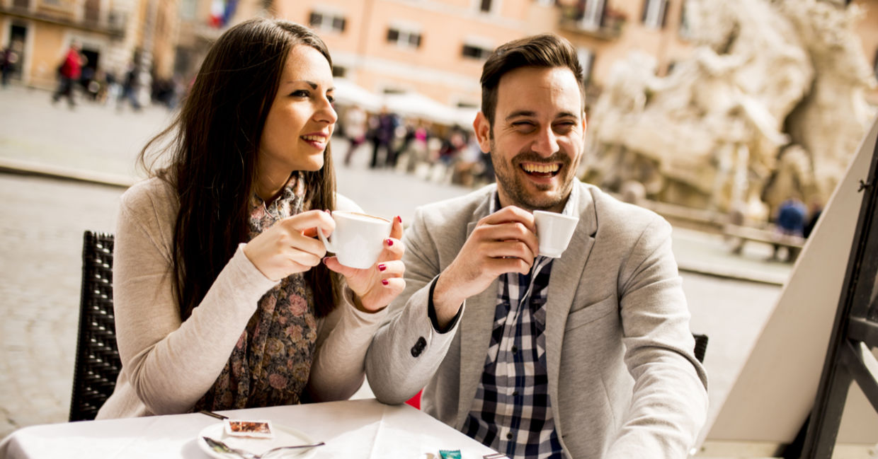 Enjoying life in a Rome café.