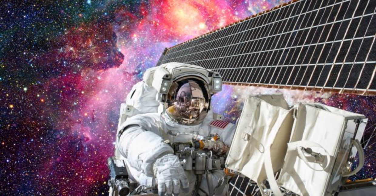 Working outside the International Space Station.