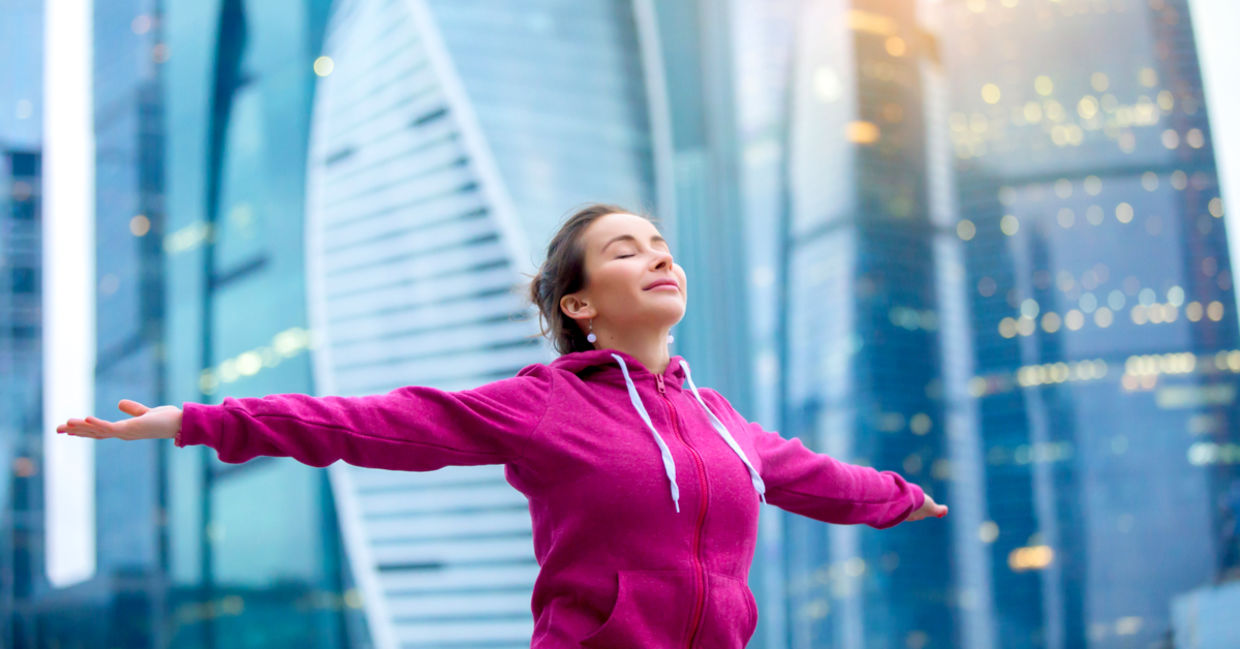 Young woman feeling positive and motivated.