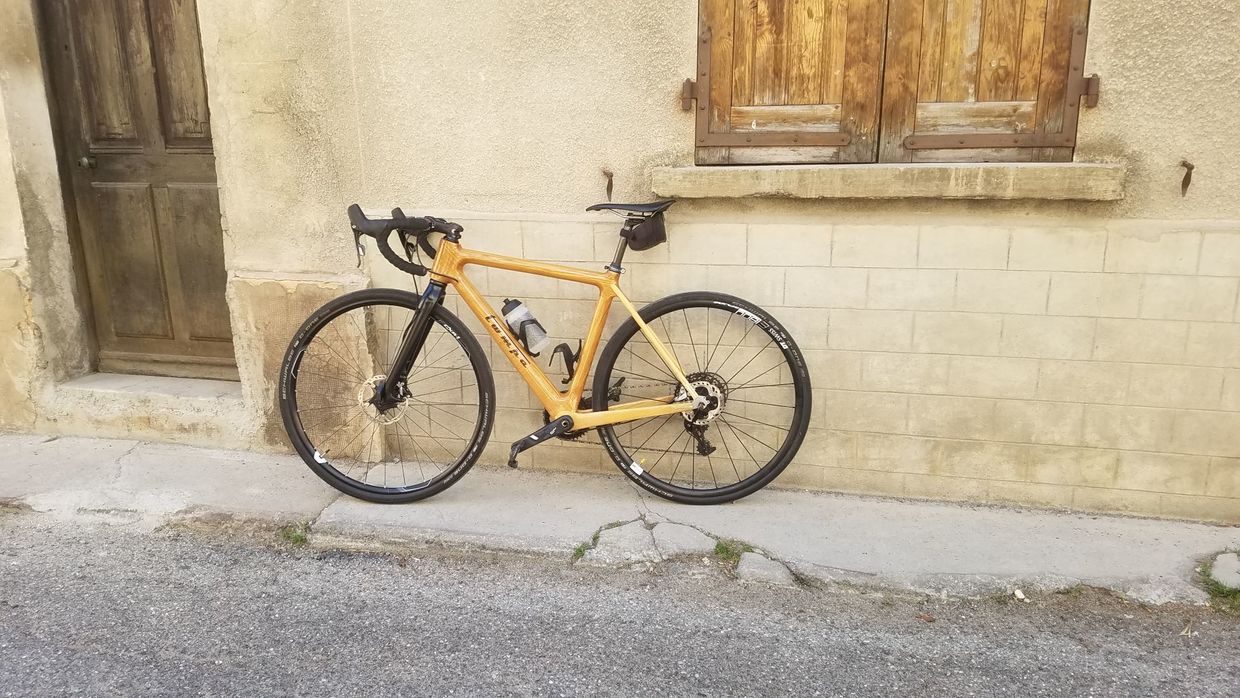 This bicycle is made of wood.